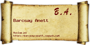 Barcsay Anett névjegykártya